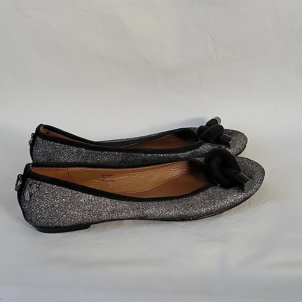 Donald J Pliner Black and Silver Sparkle Gracie Knot Flats Size 7.5